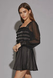 Beige/Black Coquette Mini Dress