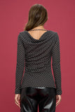 Polka Dot Cowl Neck Top