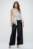 Polka Dot One Shoulder Formal Top with Tie