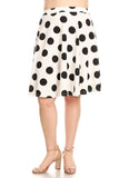 Polka dot printed, high waisted knee length skirt