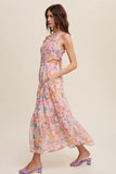 Floral Bubble Textured Two-Piece Style Maxi Dress