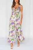 Floral Print Wide Leg Jumpsuit