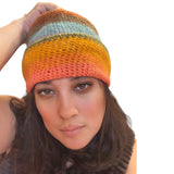 Tricolor handmade crochet hat