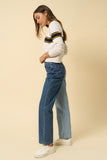 HIGH WAISTED CROSSOVER STRAIGHT JEANS