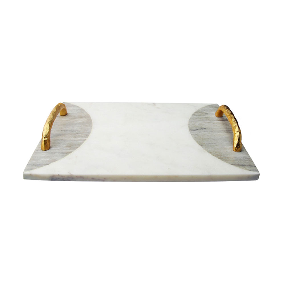 Marble Tray with Gold Handles